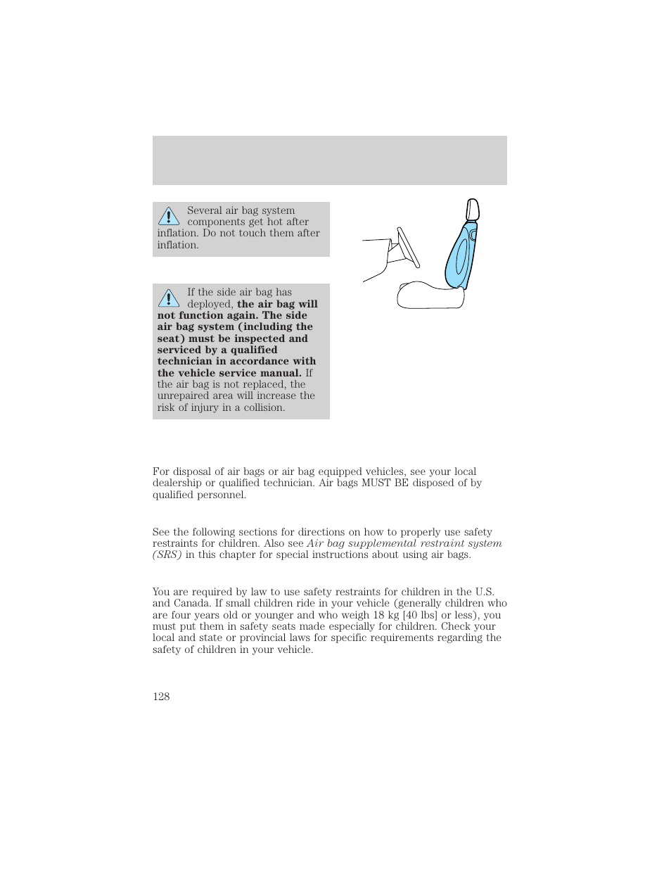 Seating and safety restraints | FORD 2002 Taurus v.1 User Manual | Page 128 / 248