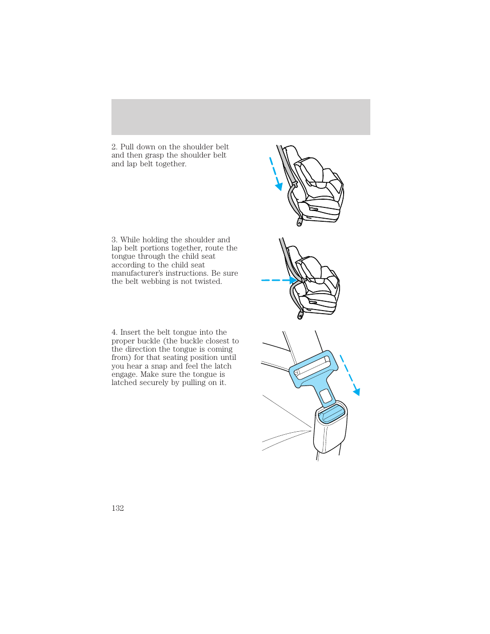 Seating and safety restraints | FORD 2002 Taurus v.1 User Manual | Page 132 / 248