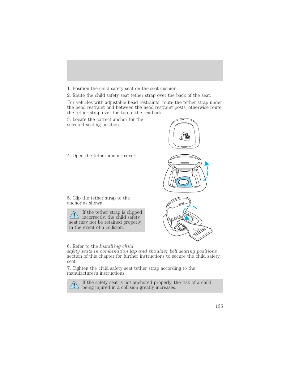 Seating and safety restraints | FORD 2002 Taurus v.1 User Manual | Page 135 / 248