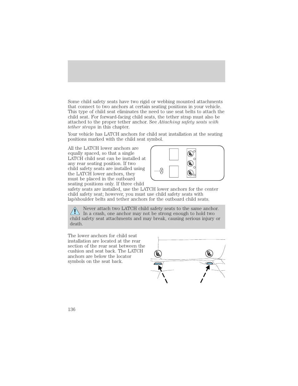 Seating and safety restraints | FORD 2002 Taurus v.1 User Manual | Page 136 / 248