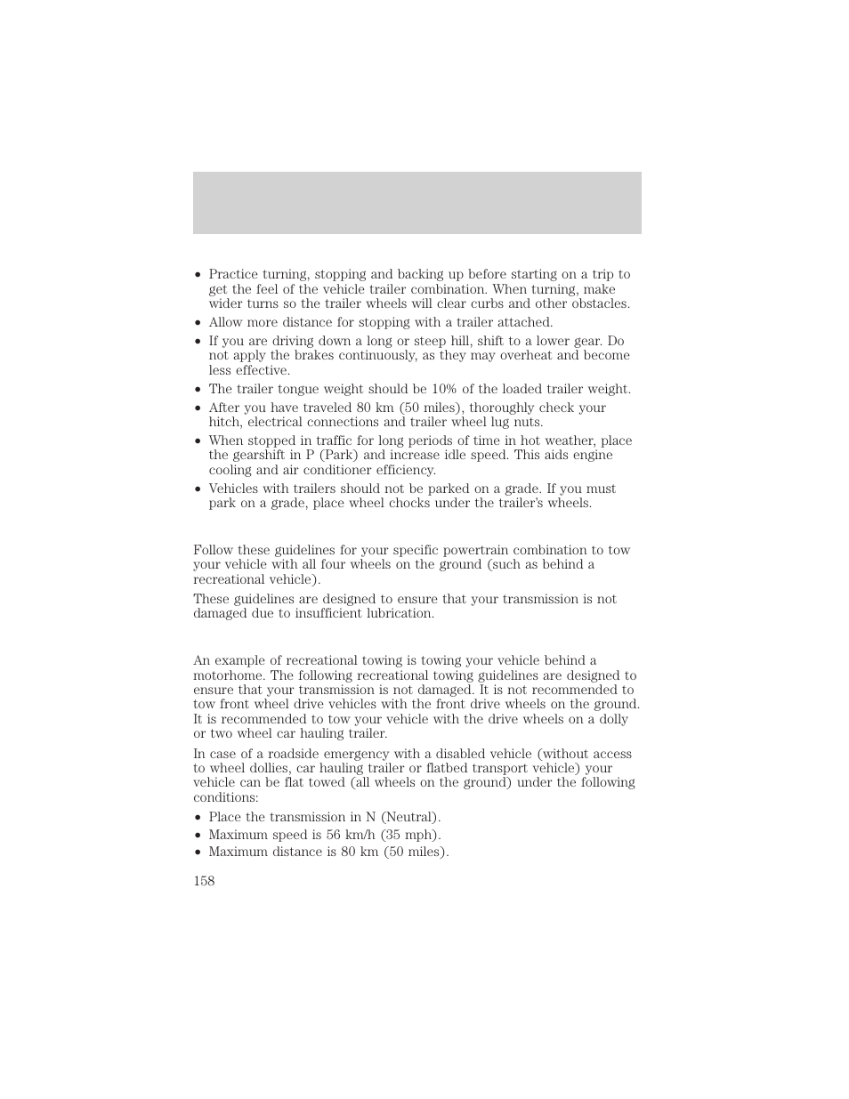 Driving | FORD 2002 Taurus v.1 User Manual | Page 158 / 248