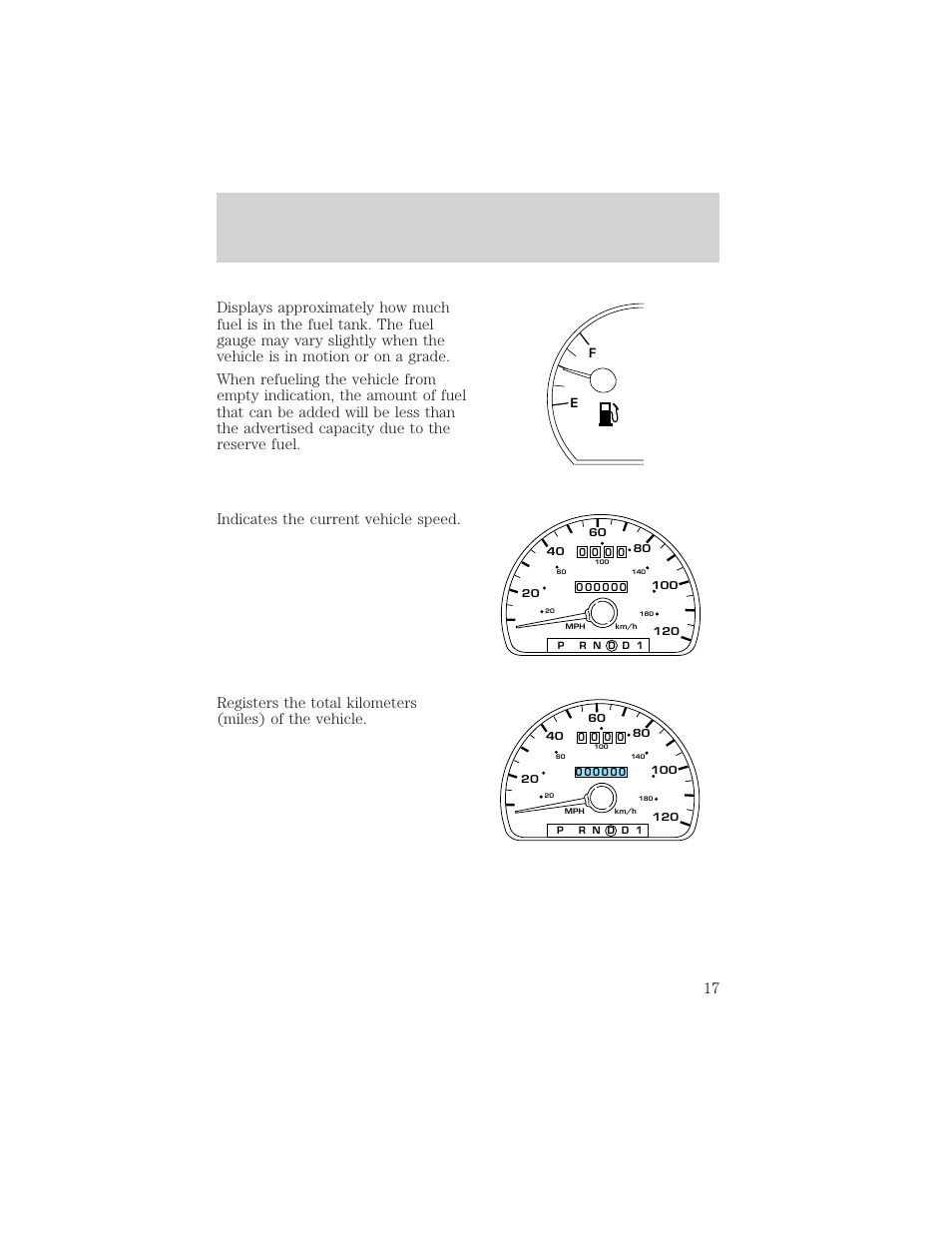 Instrument cluster | FORD 2002 Taurus v.1 User Manual | Page 17 / 248