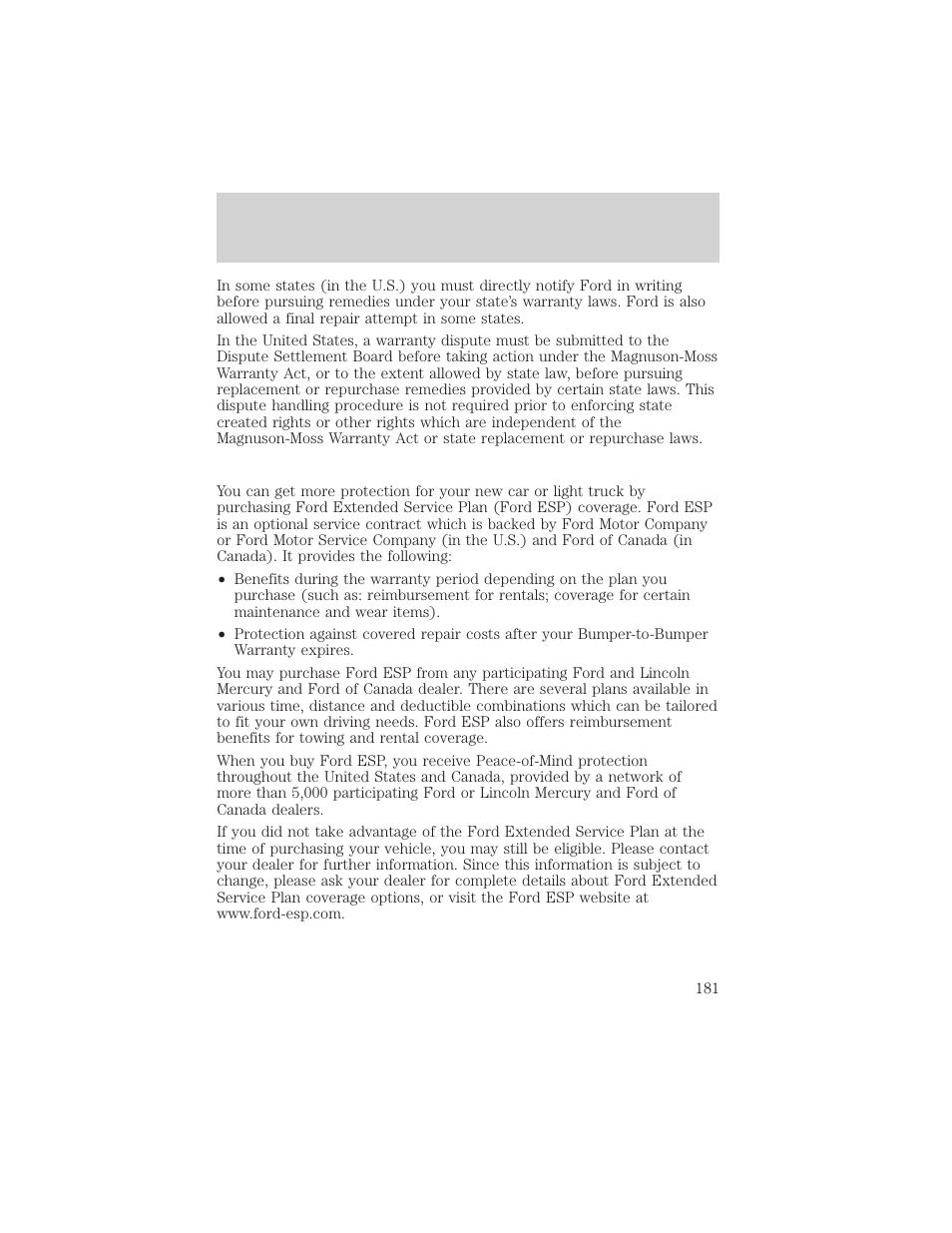 Customer assistance | FORD 2002 Taurus v.1 User Manual | Page 181 / 248