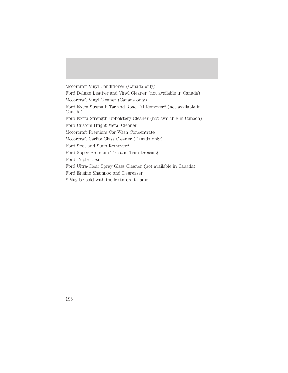 Cleaning | FORD 2002 Taurus v.1 User Manual | Page 196 / 248