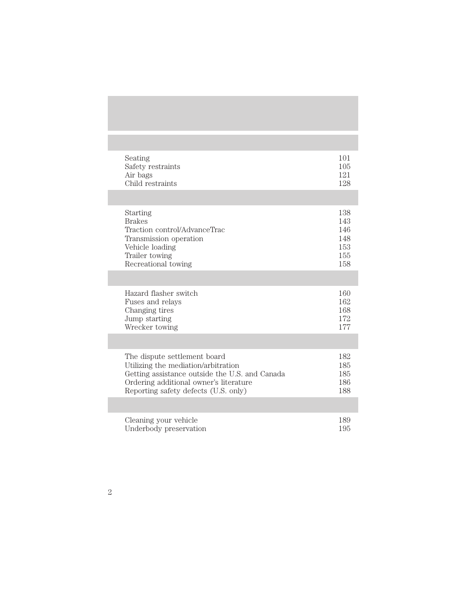 FORD 2002 Taurus v.1 User Manual | Page 2 / 248