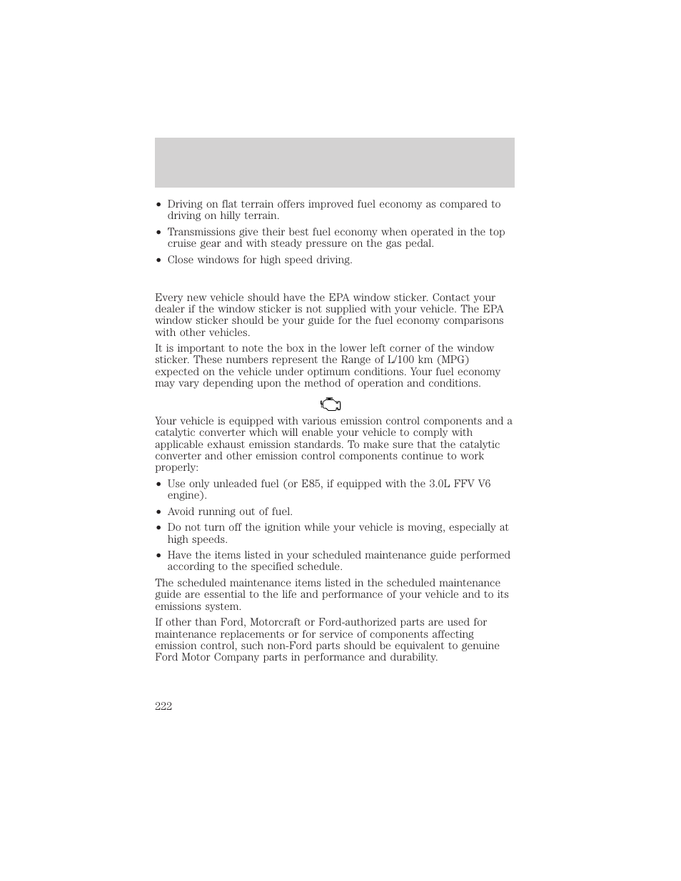 Maintenance and specifications | FORD 2002 Taurus v.1 User Manual | Page 222 / 248