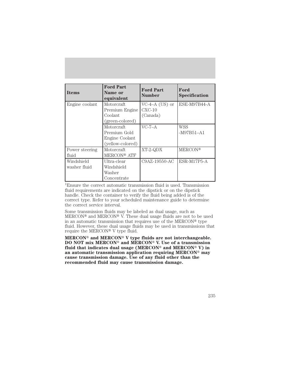 Maintenance and specifications | FORD 2002 Taurus v.1 User Manual | Page 235 / 248