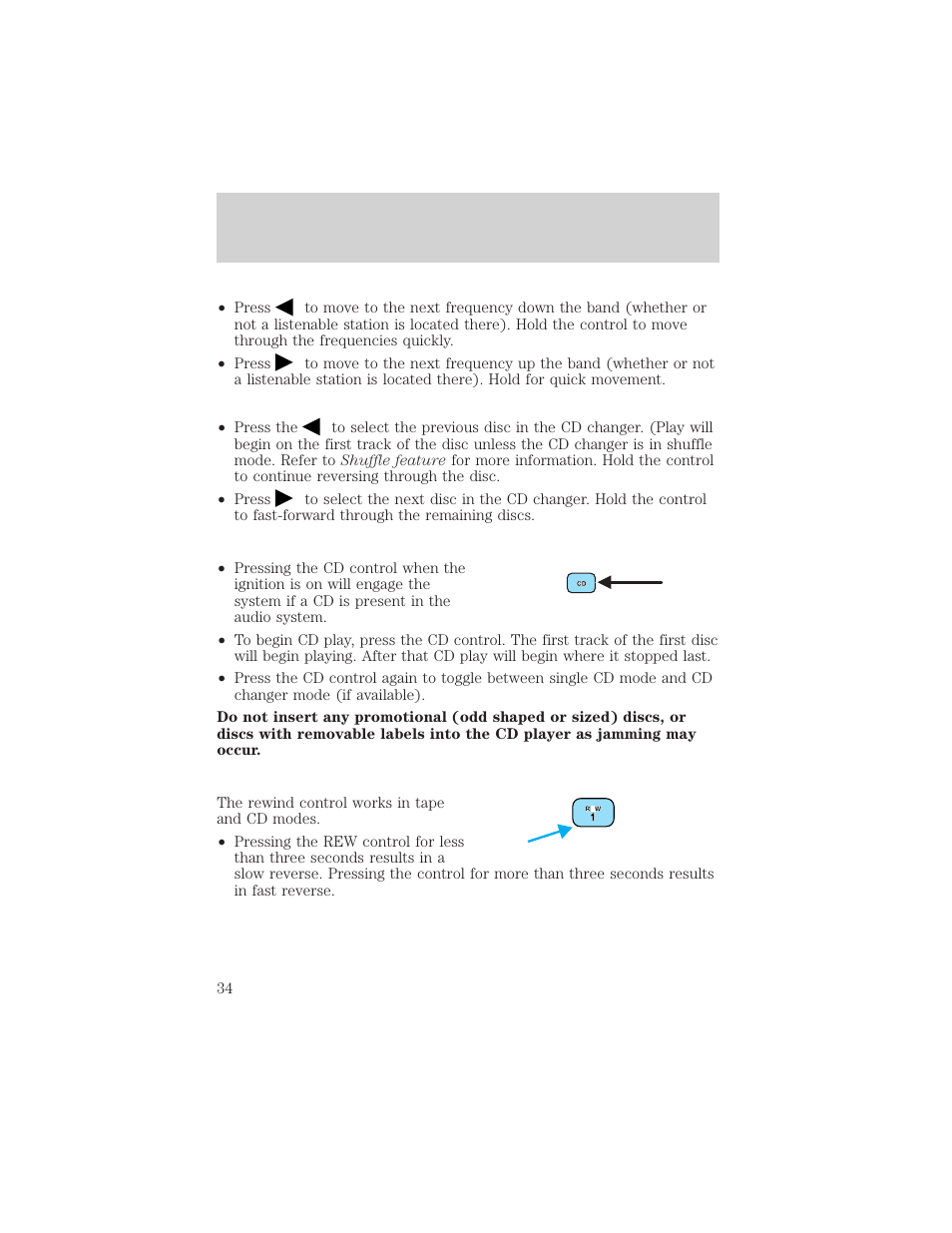 Entertainment systems | FORD 2002 Taurus v.1 User Manual | Page 34 / 248