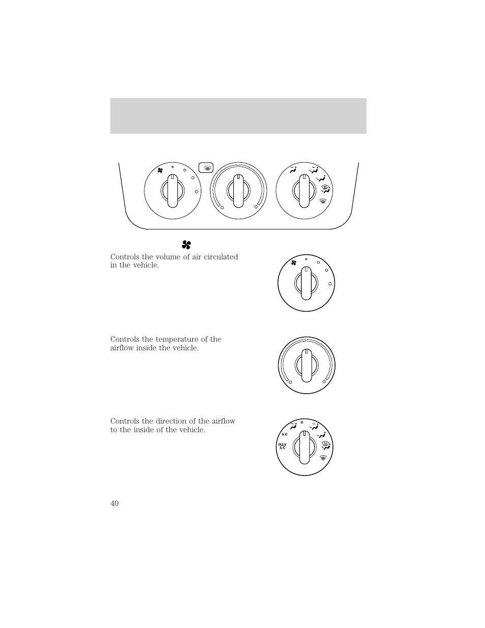 Climate controls | FORD 2002 Taurus v.1 User Manual | Page 40 / 248