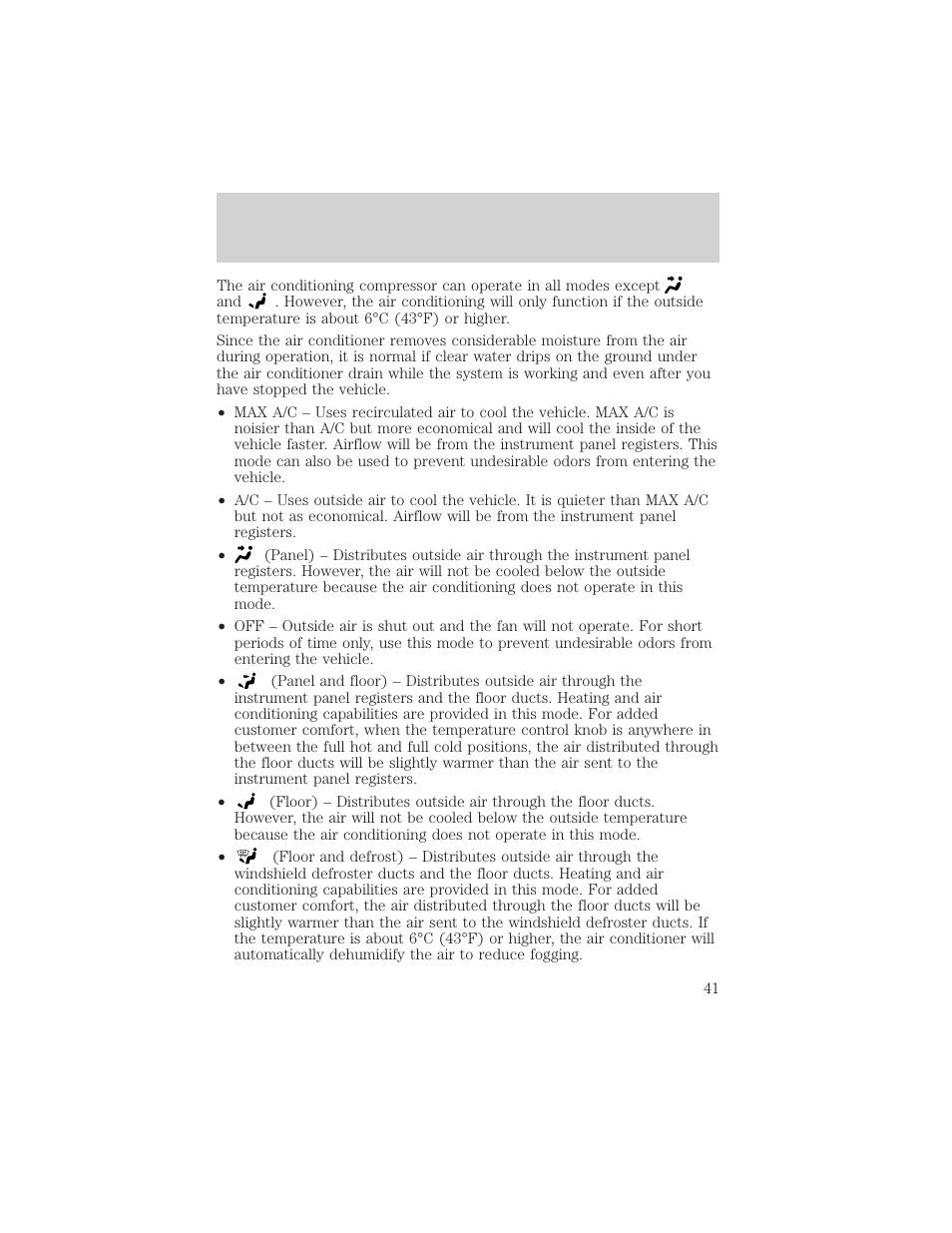 Climate controls | FORD 2002 Taurus v.1 User Manual | Page 41 / 248