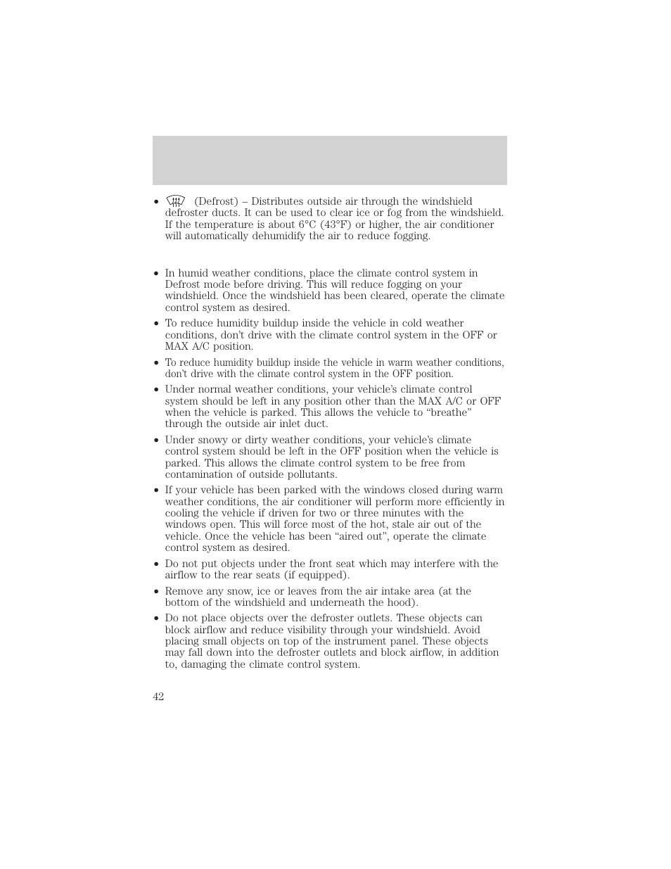 Climate controls | FORD 2002 Taurus v.1 User Manual | Page 42 / 248