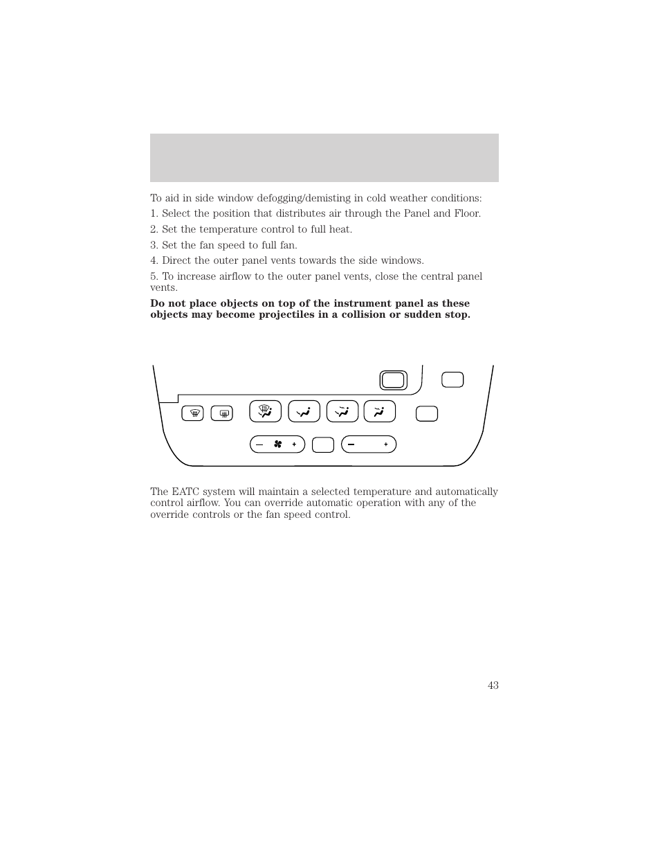 Climate controls | FORD 2002 Taurus v.1 User Manual | Page 43 / 248