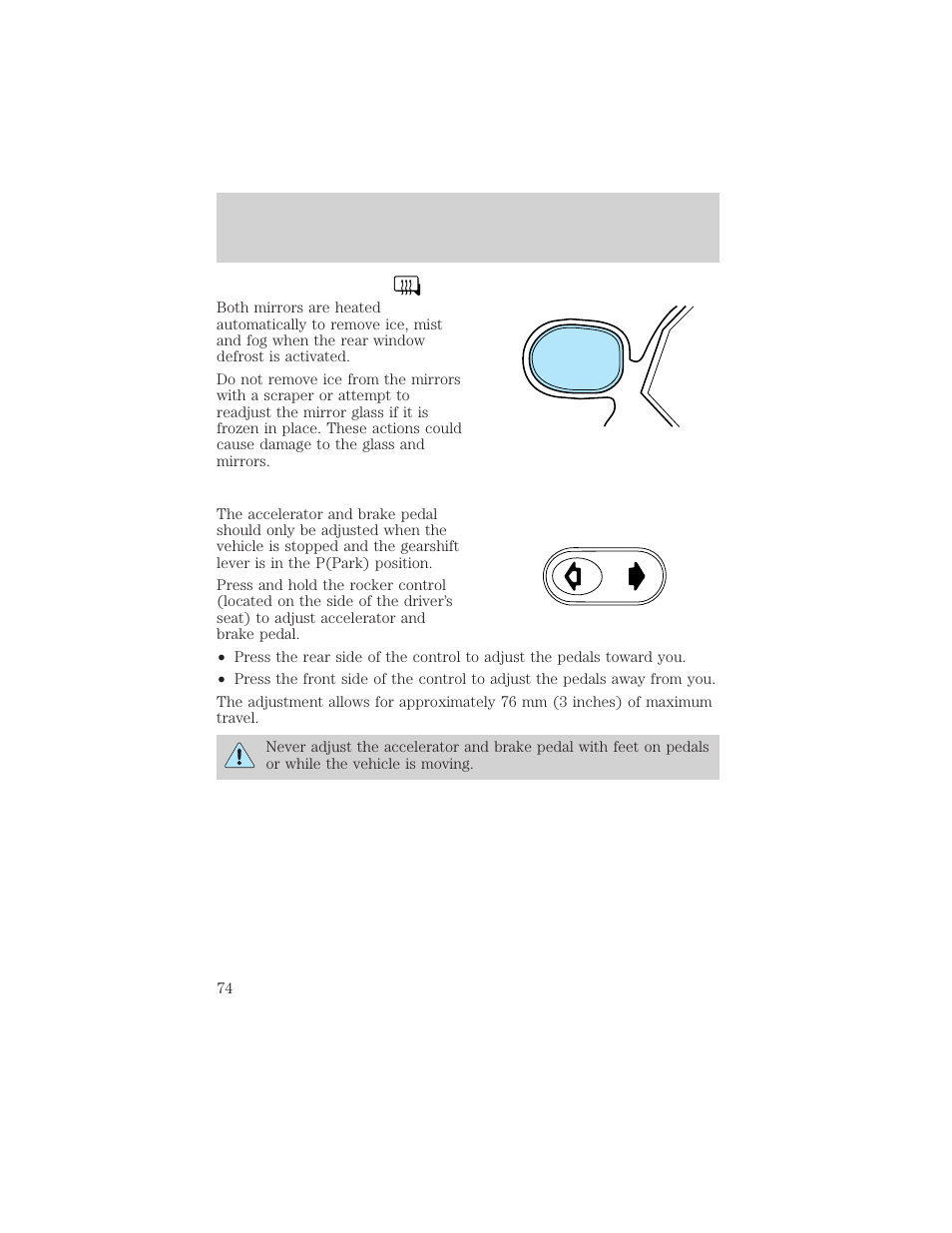 Pedals | FORD 2002 Taurus v.1 User Manual | Page 74 / 248