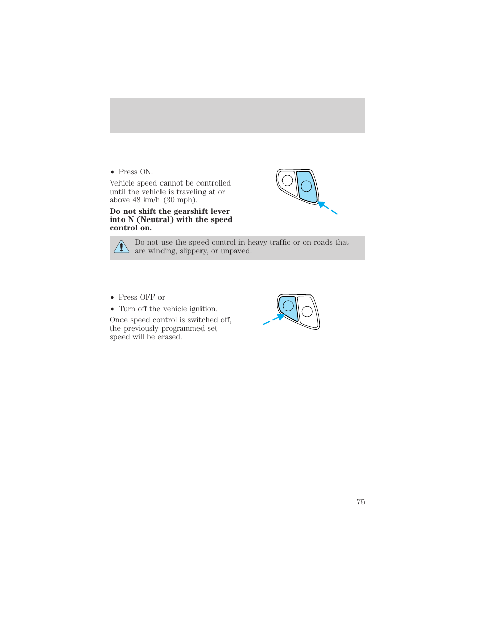 Driver controls | FORD 2002 Taurus v.1 User Manual | Page 75 / 248