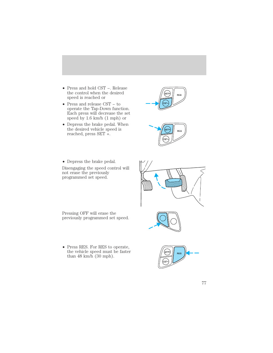 Driver controls | FORD 2002 Taurus v.1 User Manual | Page 77 / 248