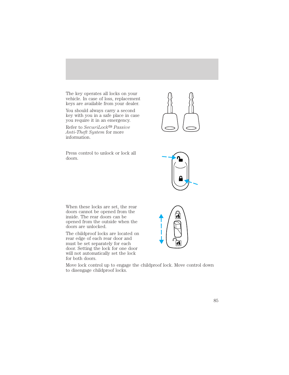 Locks and security | FORD 2002 Taurus v.1 User Manual | Page 85 / 248