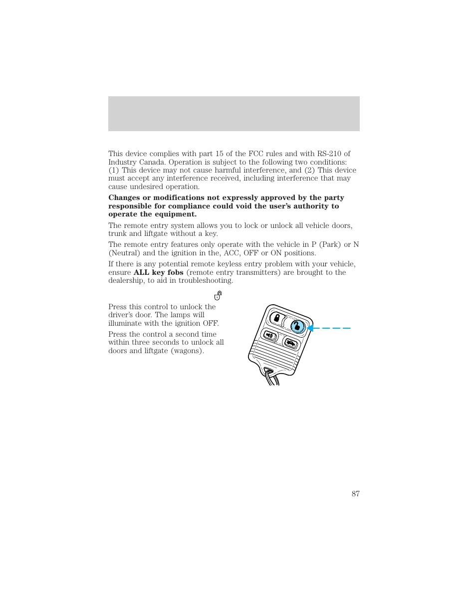 Locks and security | FORD 2002 Taurus v.1 User Manual | Page 87 / 248
