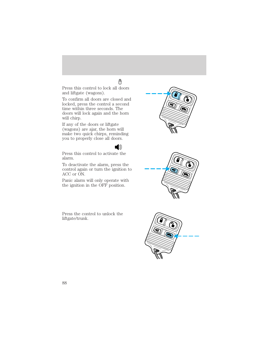 Locks and security | FORD 2002 Taurus v.1 User Manual | Page 88 / 248