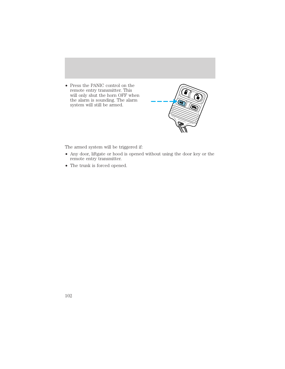 Locks and security | FORD 2002 Taurus v.2 User Manual | Page 102 / 256