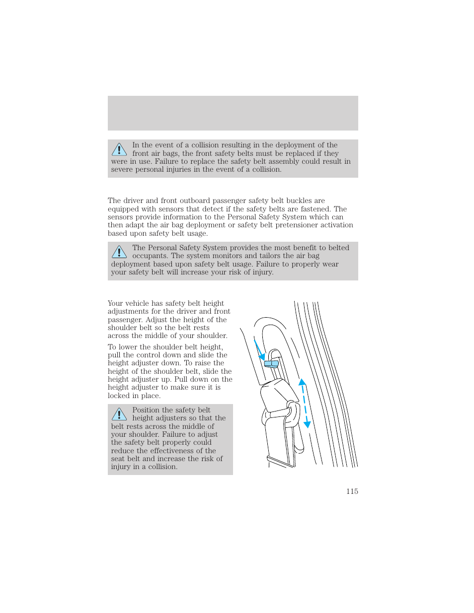 Seating and safety restraints | FORD 2002 Taurus v.2 User Manual | Page 115 / 256