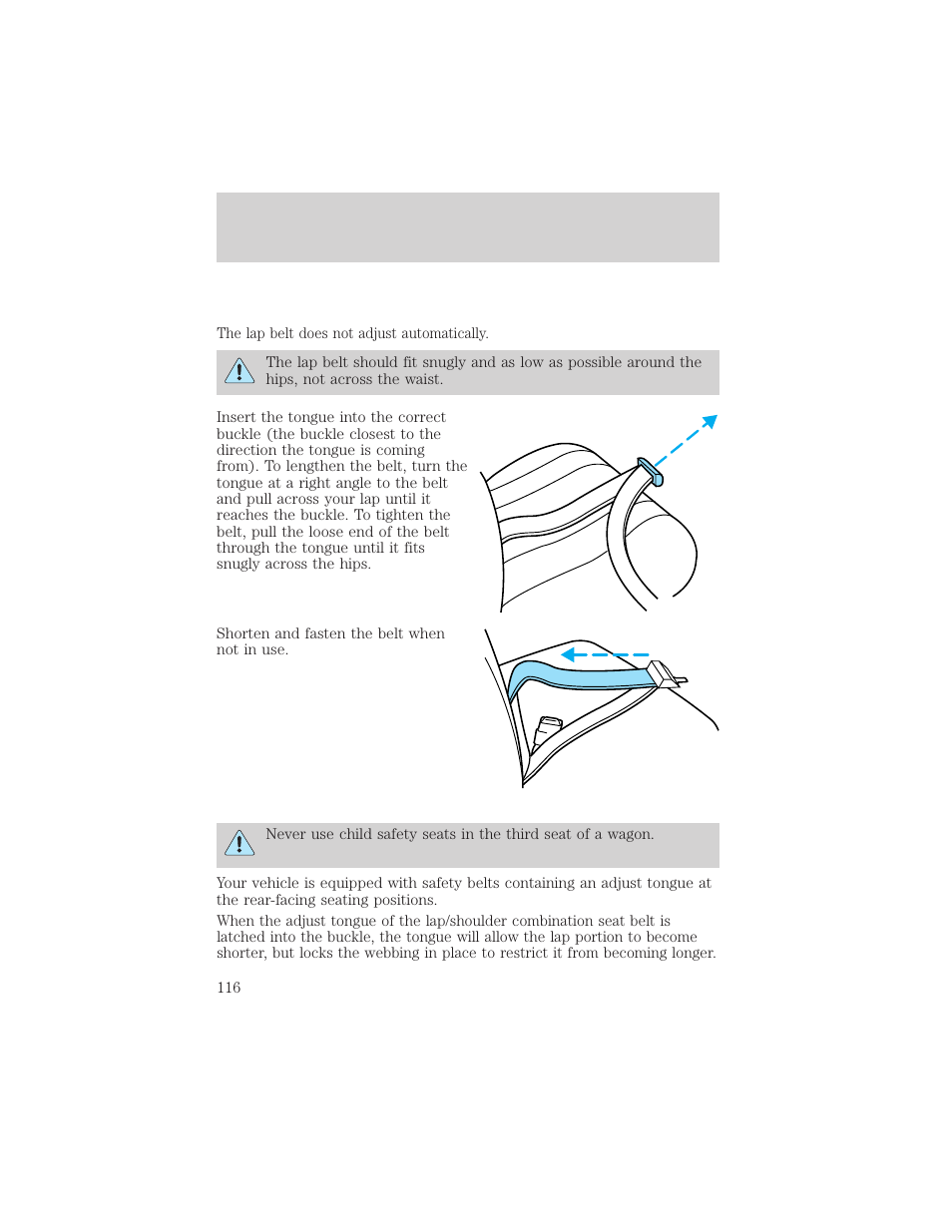 Seating and safety restraints | FORD 2002 Taurus v.2 User Manual | Page 116 / 256