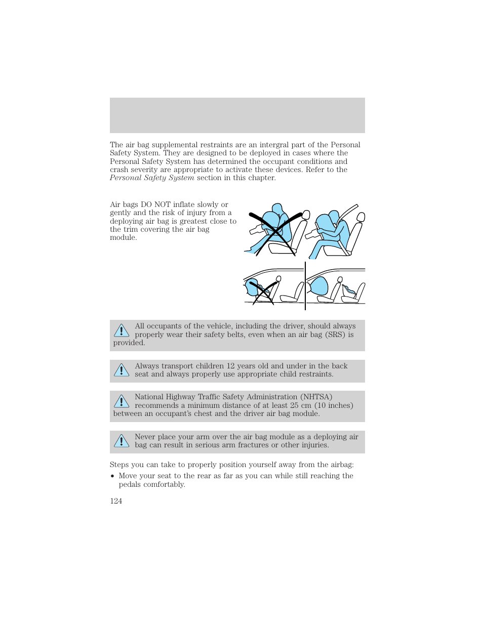 Seating and safety restraints | FORD 2002 Taurus v.2 User Manual | Page 124 / 256