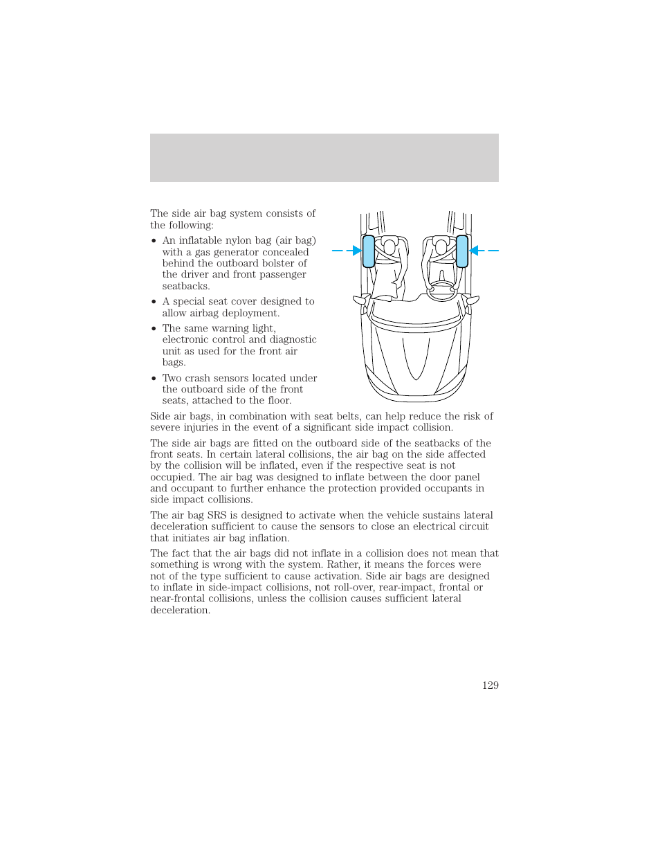 Seating and safety restraints | FORD 2002 Taurus v.2 User Manual | Page 129 / 256