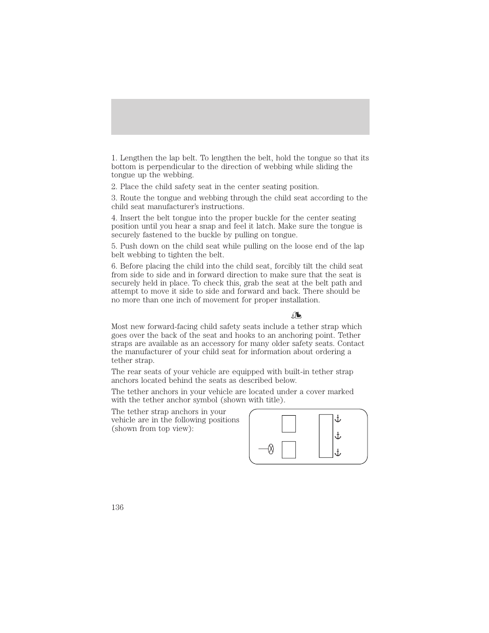 Seating and safety restraints | FORD 2002 Taurus v.2 User Manual | Page 136 / 256