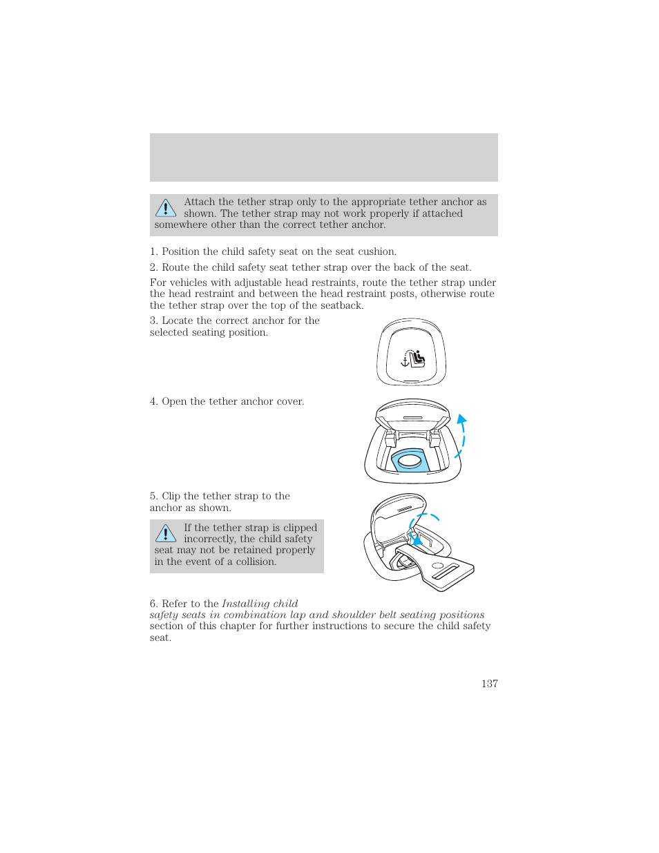 Seating and safety restraints | FORD 2002 Taurus v.2 User Manual | Page 137 / 256