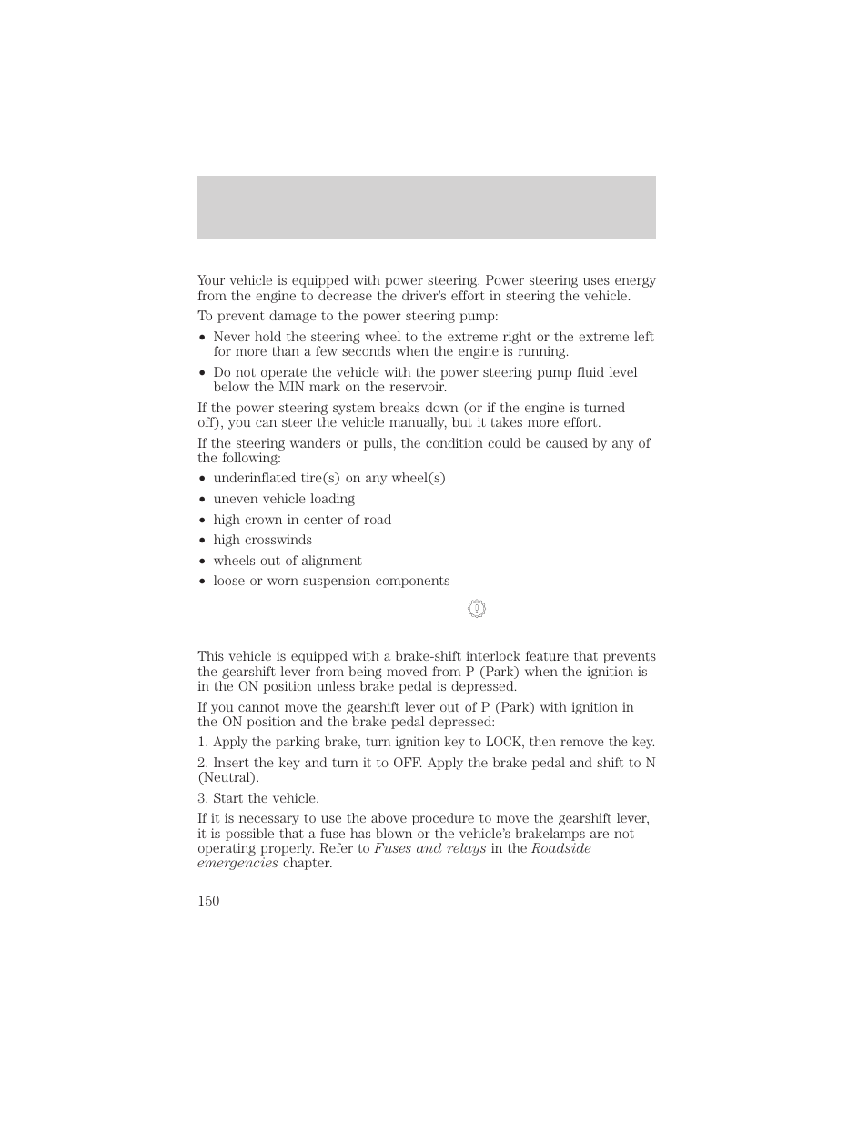 Driving | FORD 2002 Taurus v.2 User Manual | Page 150 / 256