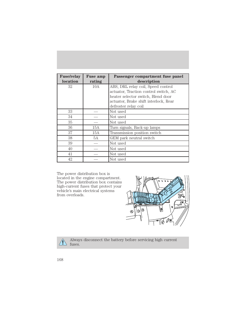 Roadside emergencies | FORD 2002 Taurus v.2 User Manual | Page 168 / 256