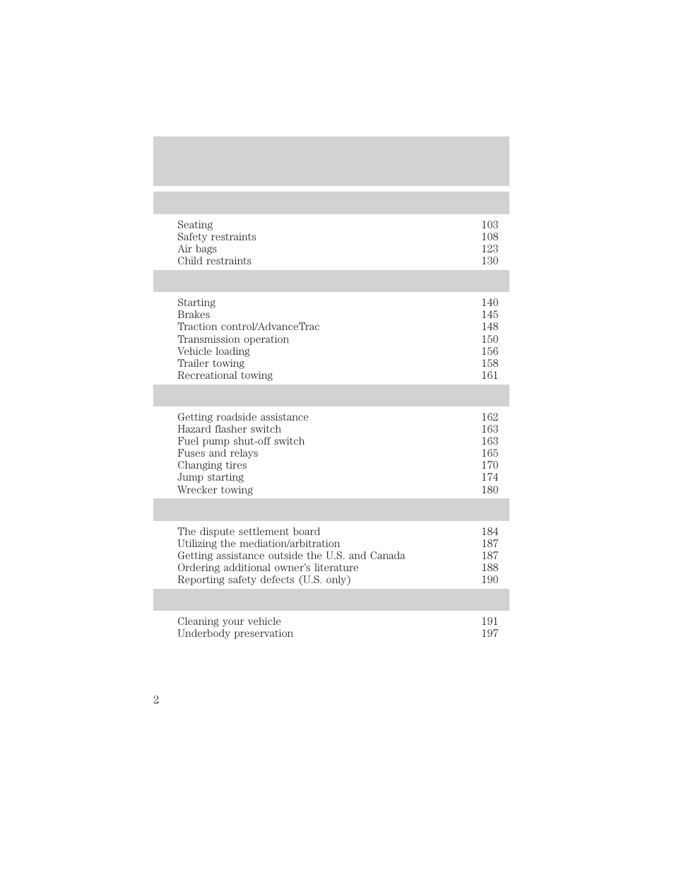 FORD 2002 Taurus v.2 User Manual | Page 2 / 256