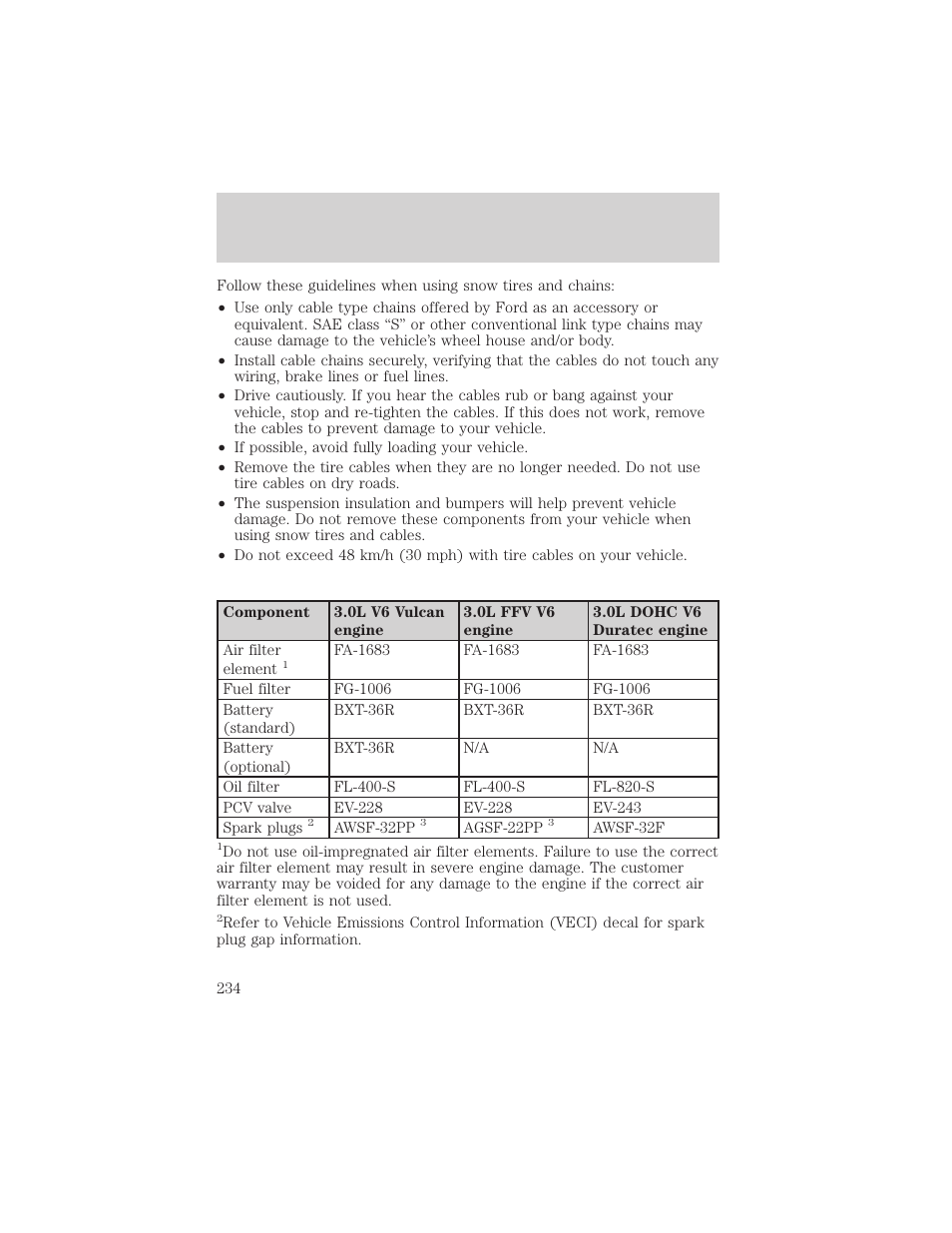 Maintenance and specifications | FORD 2002 Taurus v.2 User Manual | Page 234 / 256