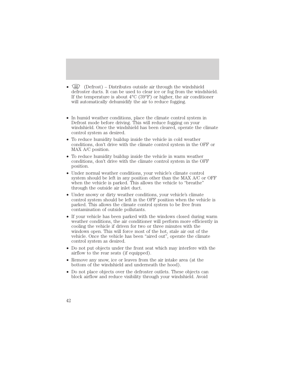Climate controls | FORD 2002 Taurus v.2 User Manual | Page 42 / 256
