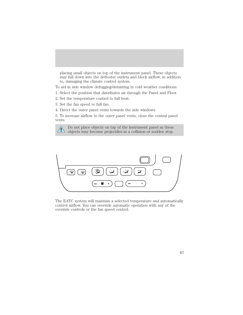 Climate controls | FORD 2002 Taurus v.2 User Manual | Page 43 / 256
