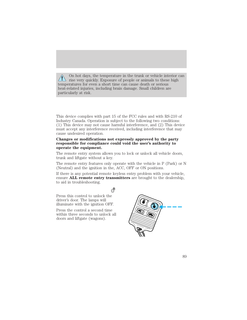 Locks and security | FORD 2002 Taurus v.2 User Manual | Page 89 / 256