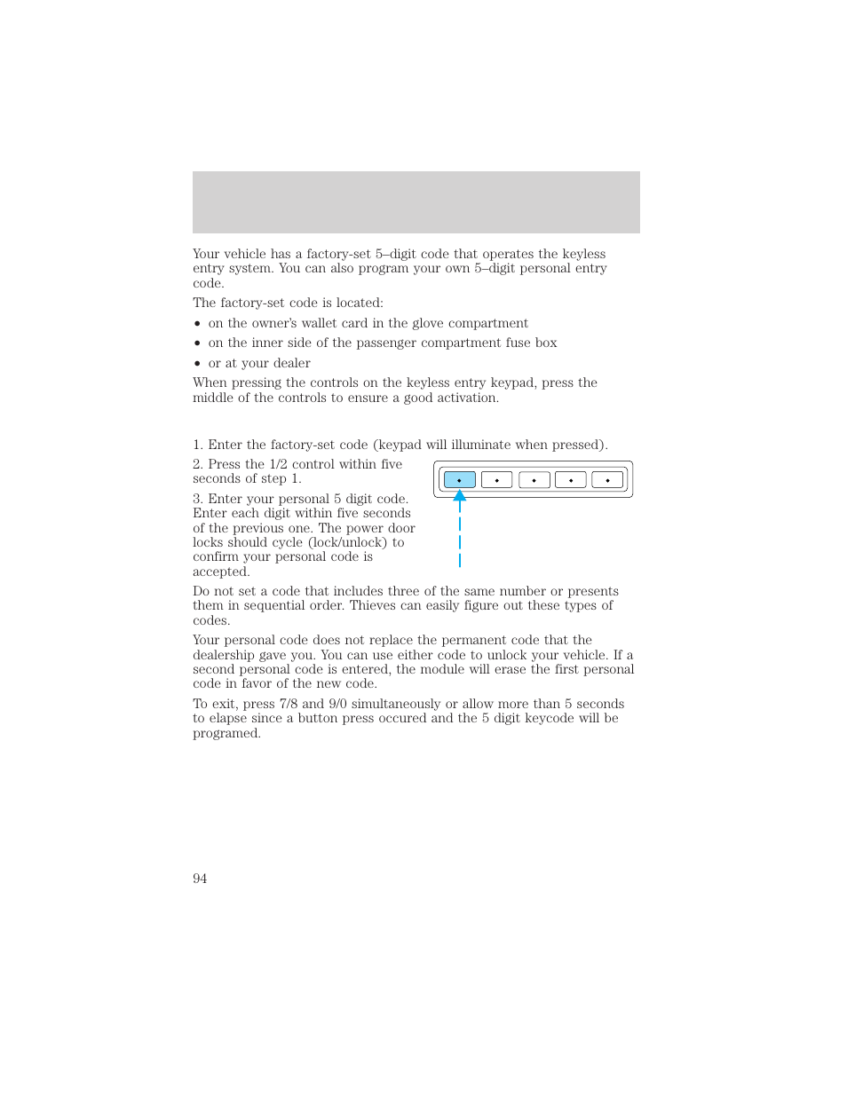 Locks and security | FORD 2002 Taurus v.2 User Manual | Page 94 / 256