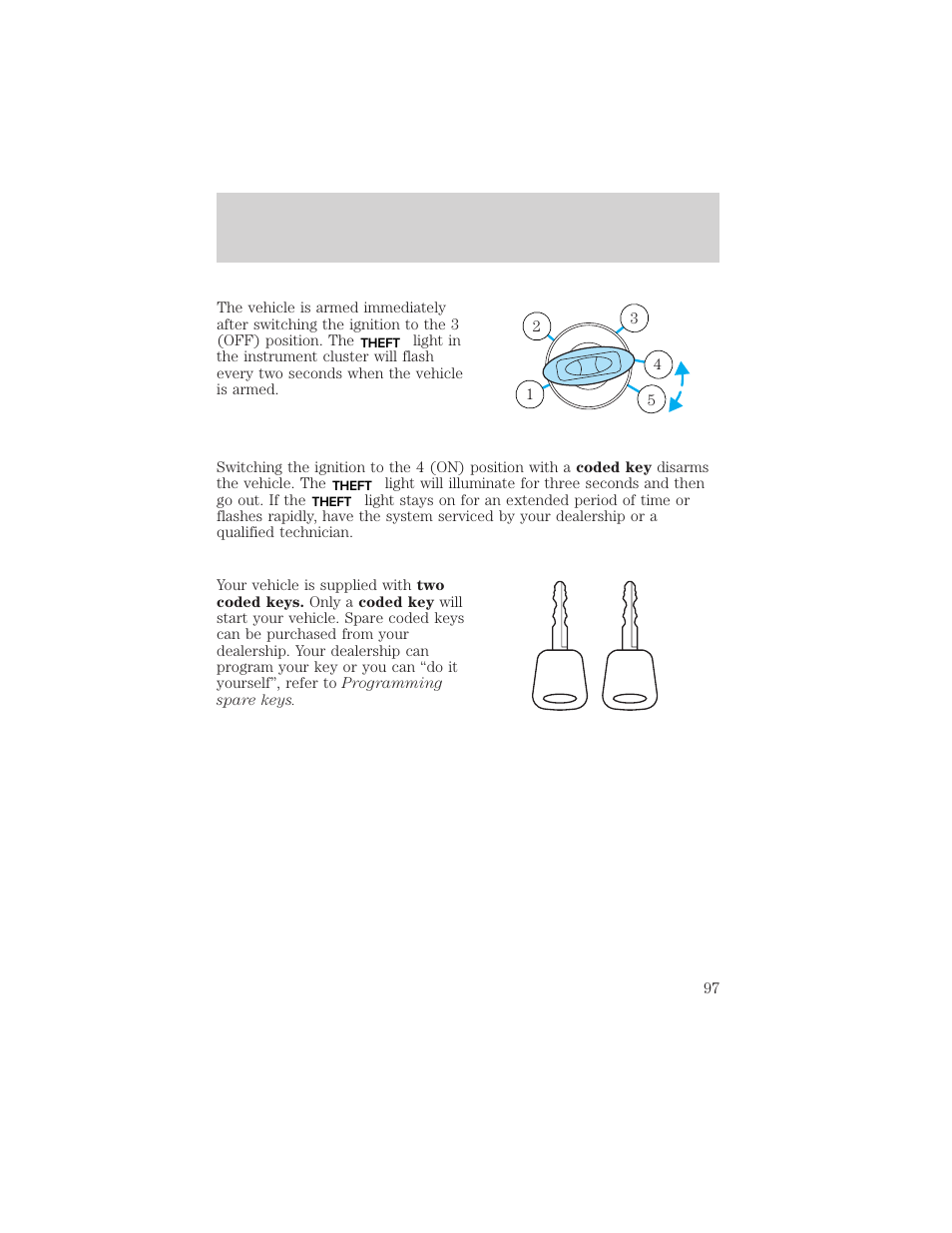 Locks and security | FORD 2002 Taurus v.2 User Manual | Page 97 / 256