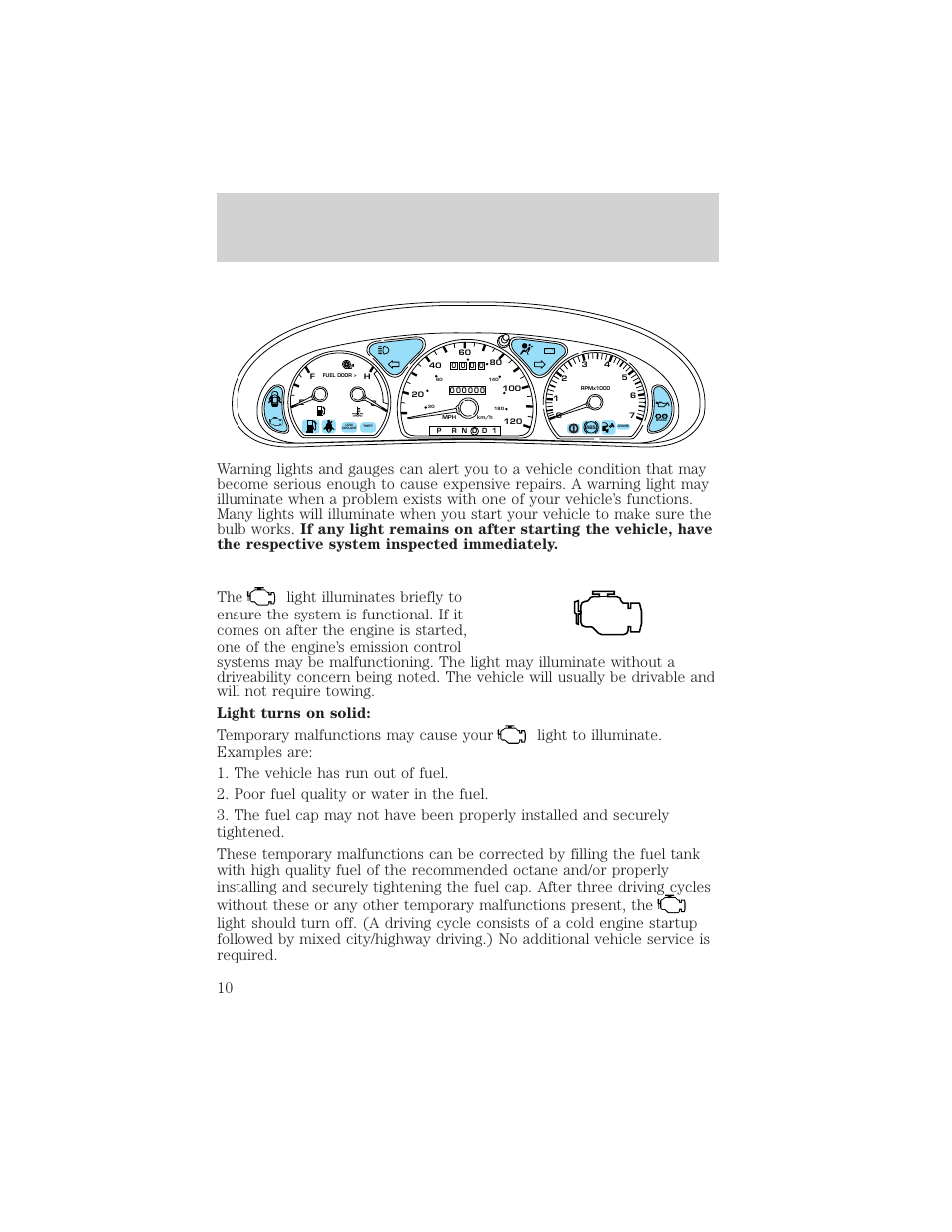 Instrument cluster | FORD 2002 Taurus v.3 User Manual | Page 10 / 240