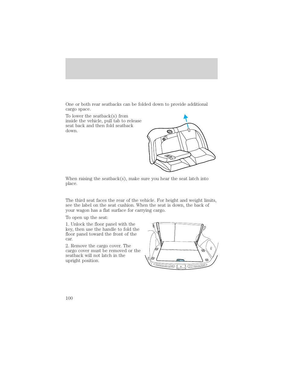 Seating and safety restraints | FORD 2002 Taurus v.3 User Manual | Page 100 / 240