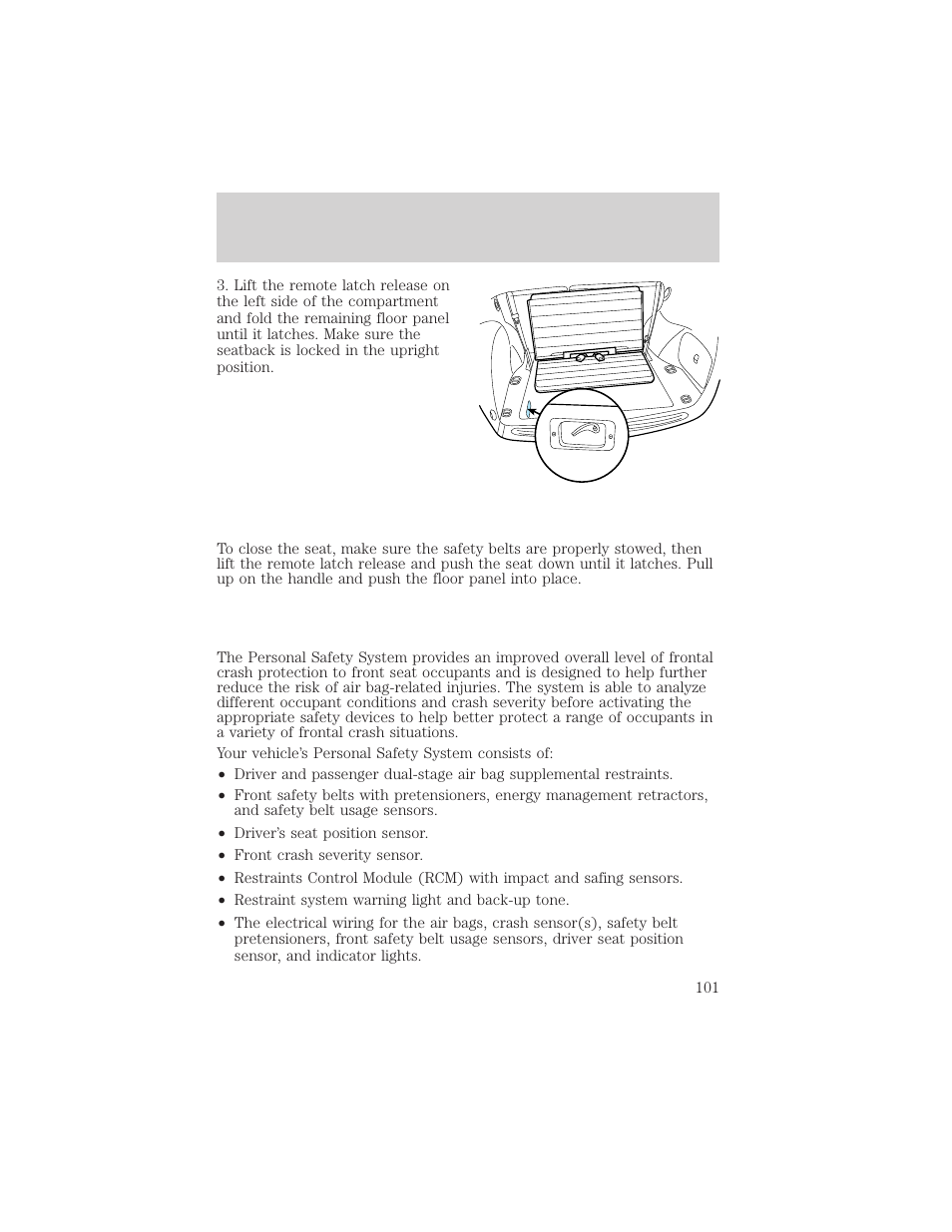 Seating and safety restraints | FORD 2002 Taurus v.3 User Manual | Page 101 / 240