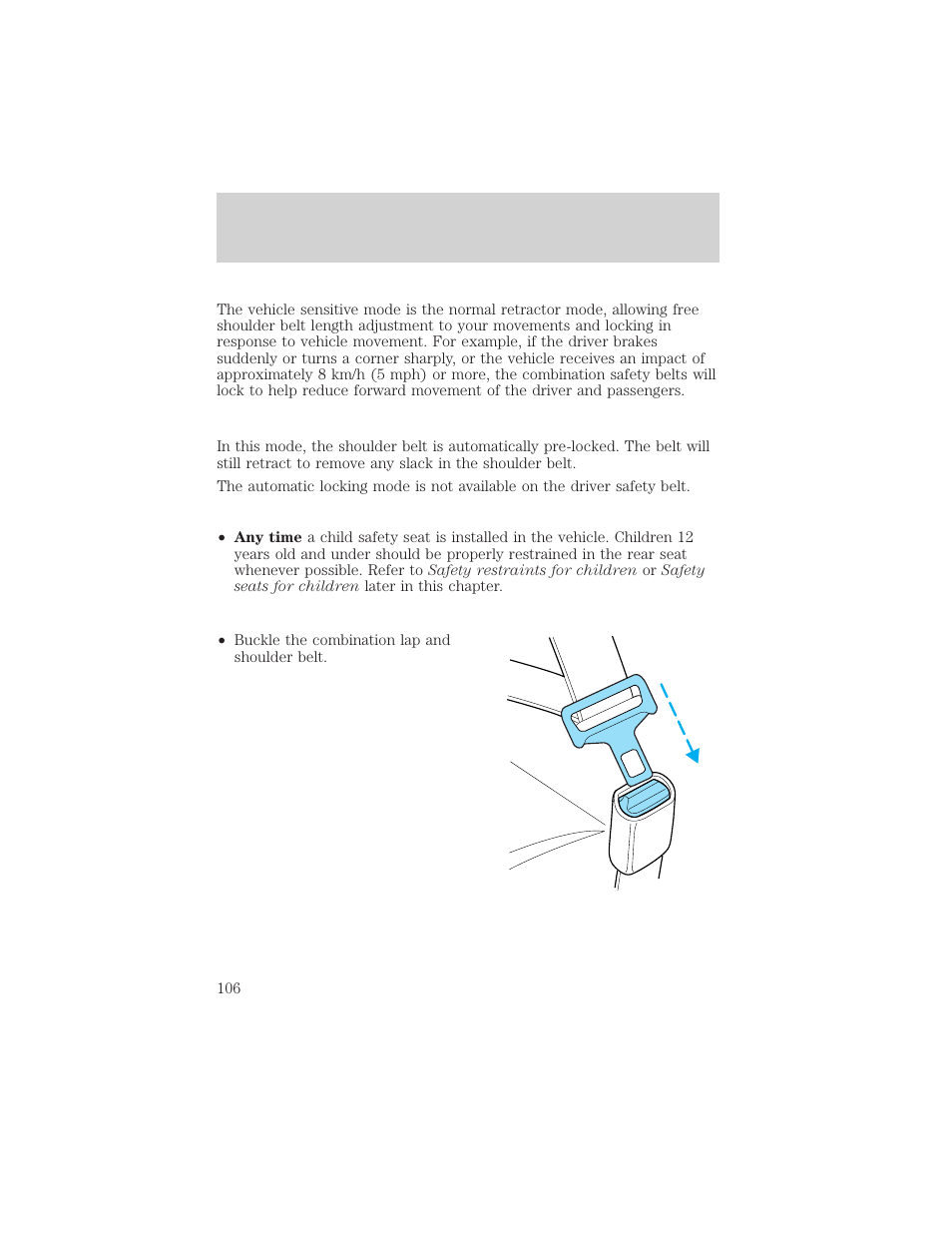 Seating and safety restraints | FORD 2002 Taurus v.3 User Manual | Page 106 / 240