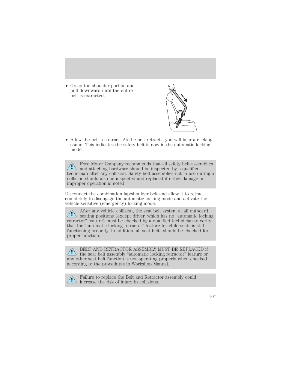 Seating and safety restraints | FORD 2002 Taurus v.3 User Manual | Page 107 / 240