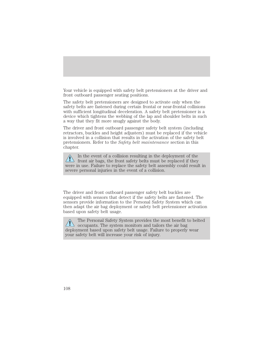 Seating and safety restraints | FORD 2002 Taurus v.3 User Manual | Page 108 / 240