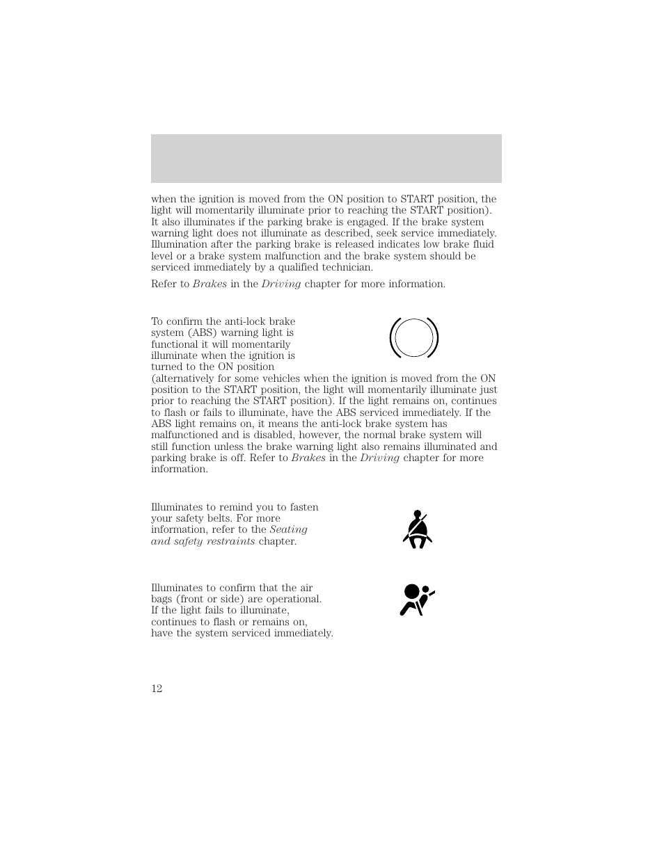Instrument cluster | FORD 2002 Taurus v.3 User Manual | Page 12 / 240