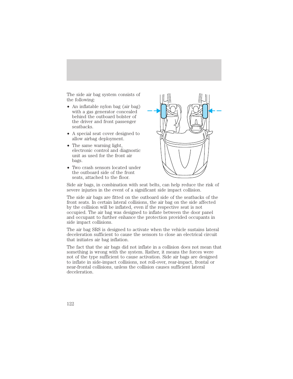 Seating and safety restraints | FORD 2002 Taurus v.3 User Manual | Page 122 / 240