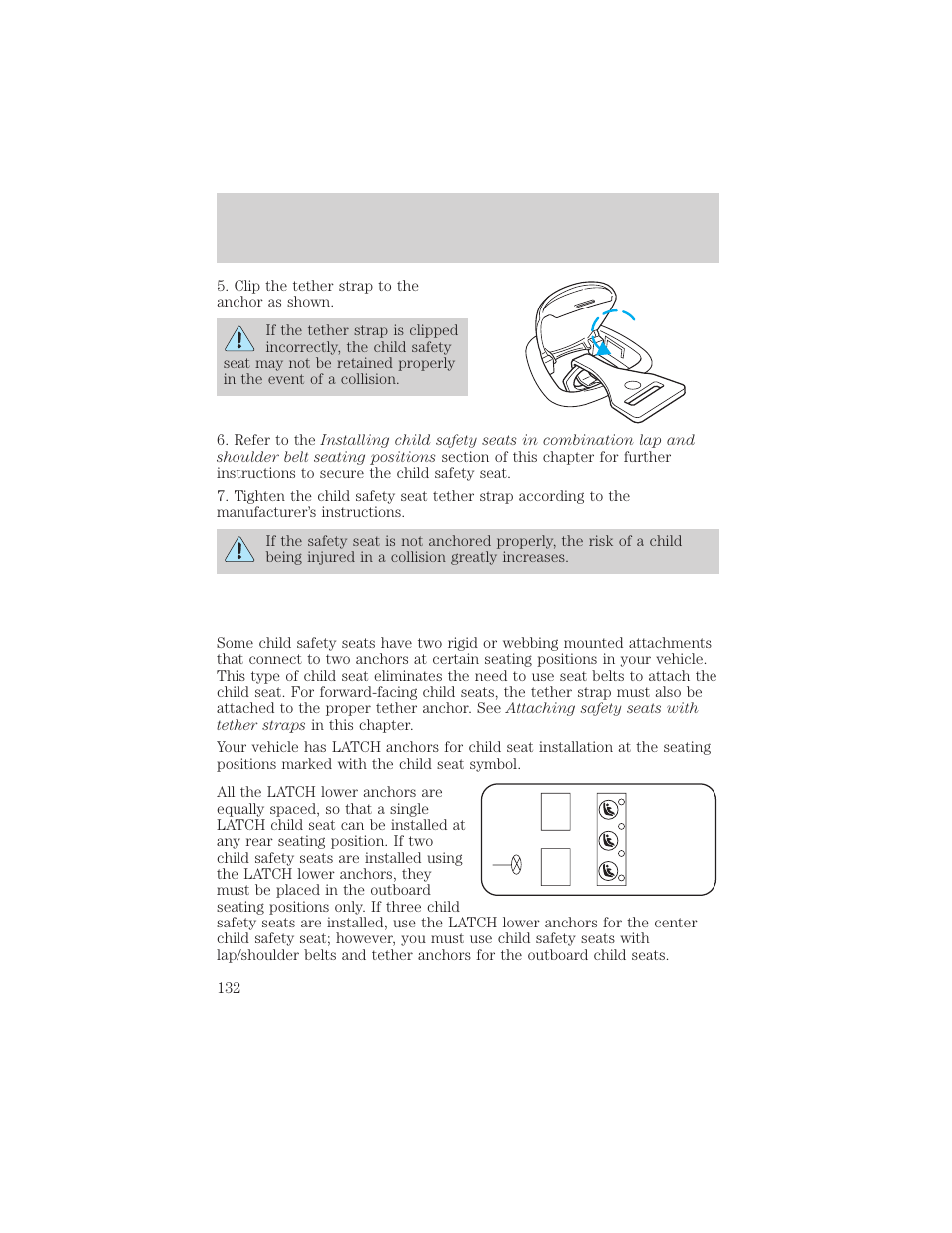 Seating and safety restraints | FORD 2002 Taurus v.3 User Manual | Page 132 / 240