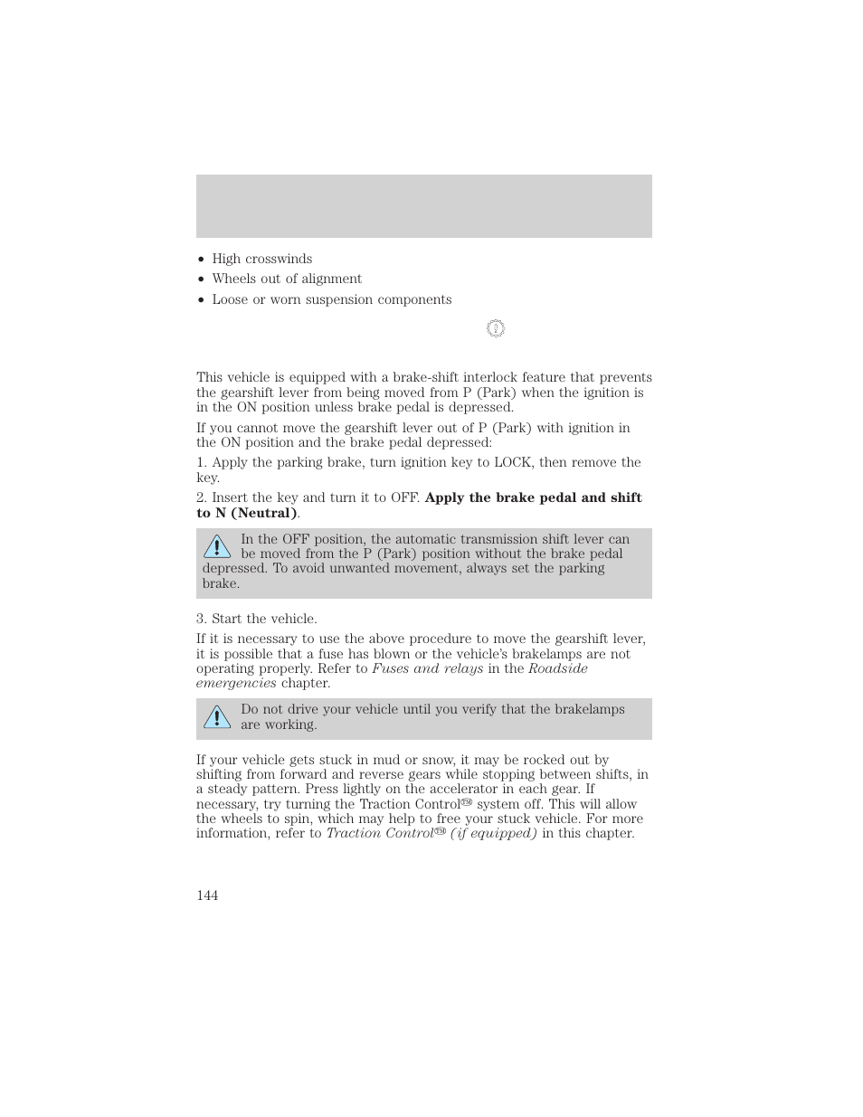 Driving | FORD 2002 Taurus v.3 User Manual | Page 144 / 240
