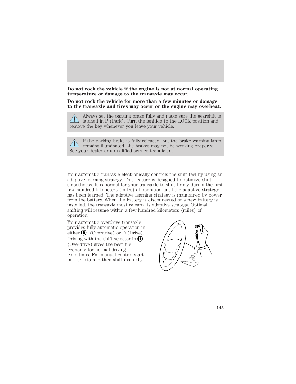 Driving | FORD 2002 Taurus v.3 User Manual | Page 145 / 240