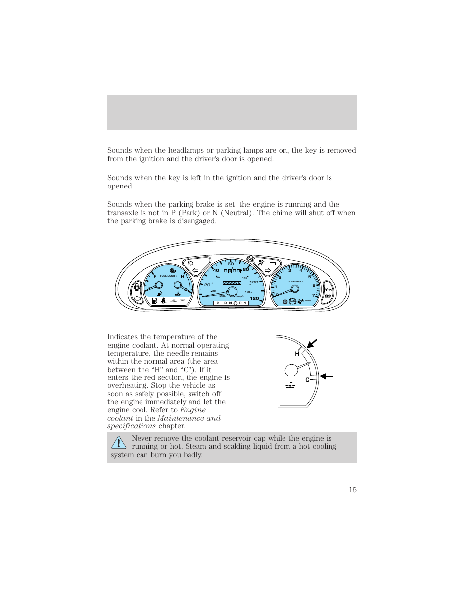 Instrument cluster | FORD 2002 Taurus v.3 User Manual | Page 15 / 240